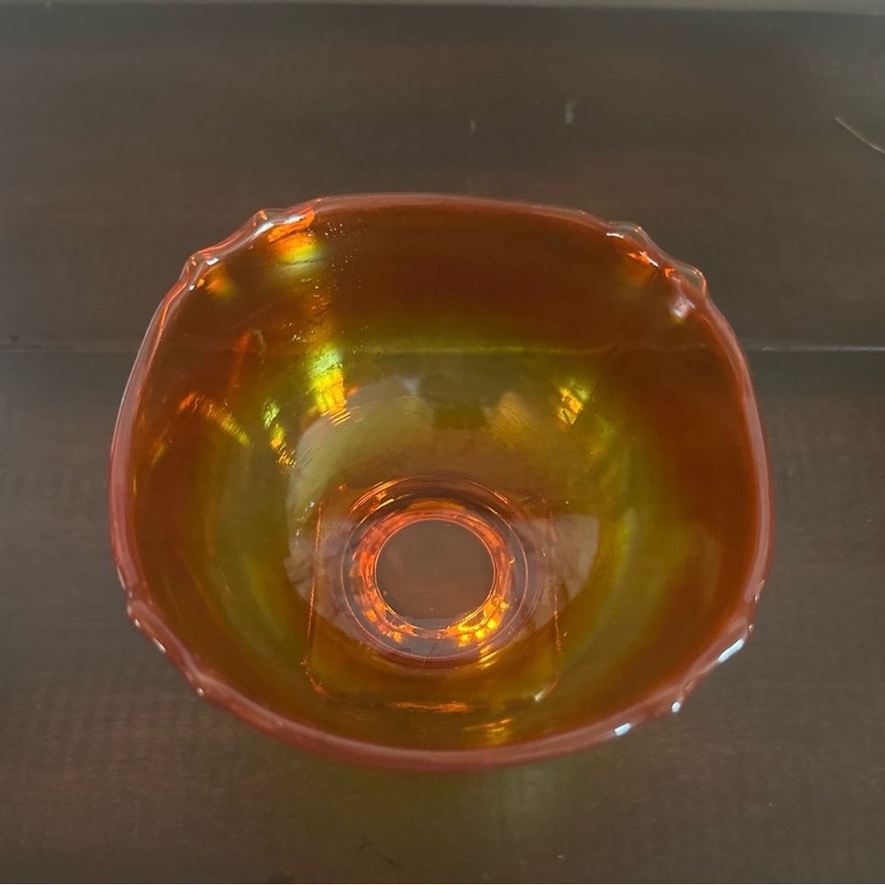 Vintage Retro Amberina Art Glass Candy/Trinket Bowl